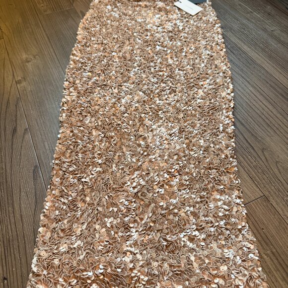 JLUXLABEL Taupe Nude Cream Sequin Midi Skirt - Small - Picture 7 of 14